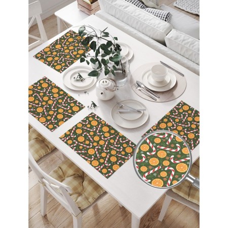 A set of napkins for setting the table "Orange and caramel canes", rectangular, size 32x46 cm, 4 pcs