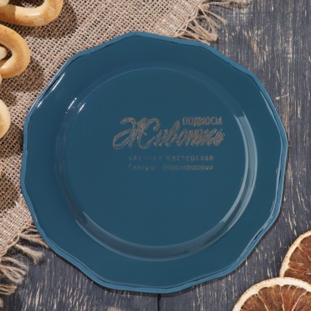 Zhostovsky tray "roses", dark gray, round, d = 17 cm-2
