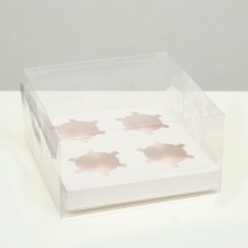Box for 4 cupcakes, white, 18.5 × 18 × 10 cm