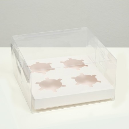 Box for 4 cupcakes, white, 18.5 × 18 × 10 cm