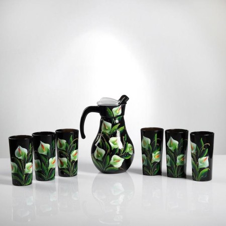 Set for juice with tray "Calla" art painting, 6 glasses 1250/200 ml-1