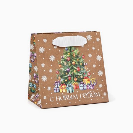 Craft square “Christmas tree with gifts”, 14 x 14 x 9 cm, New Year-1