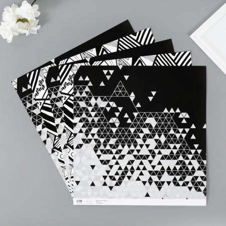 Scrapbooking paper bilateral "style" density 180 grams set 5 pcs 30.5x32 cm-1