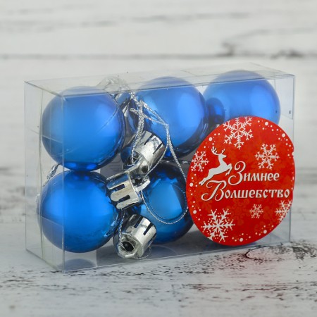 Set of balls plastic D-3 cm, 6 pcs "gloss" blue-1