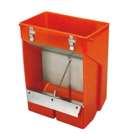 Bunker feeder for rabbits, 2 sections, without cover, plastic