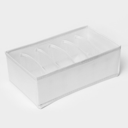 Organizer for storing linen LadOM, 6 cells, 28 × 16 × 10 cm, white color-4