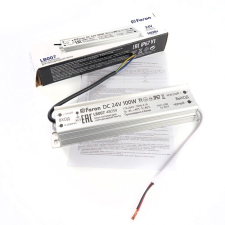 Electronic transformer for 24 W LED tape, Feron, LB007, 4.1A, 100 W-5
