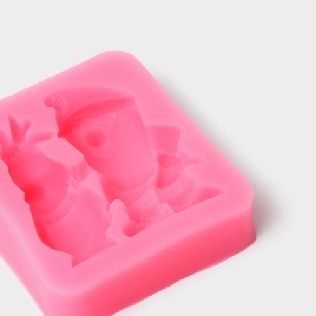 Mold "Santa Claus and Deer", silicone, 6.5 × 5.7 × 1.8 cm, pink color-2