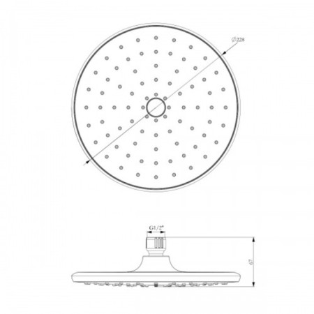 Shower watering can Lemark LM8130C, upper, round, diameter 256 mm, 1 function, chrome-1