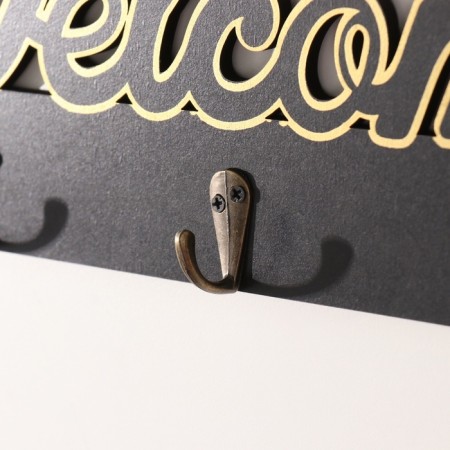 Decorative tree hooks "Welcome" black with gold 3x29.5x10.5 cm-2