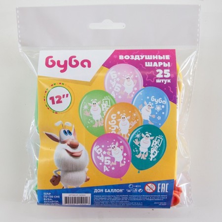 Shar Latex 12 "Buba", pastel, 1-way, set 25 pcs., Mix-2