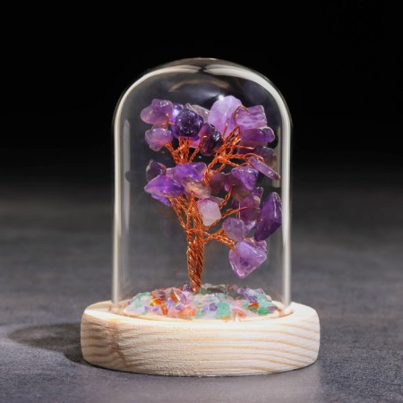 Souvenir in the dome "Wisdom tree. Amethyst", natural stone, 10 x 7 cm-2