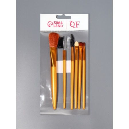 Set of makeup brushes, 6 objects, golden color-4