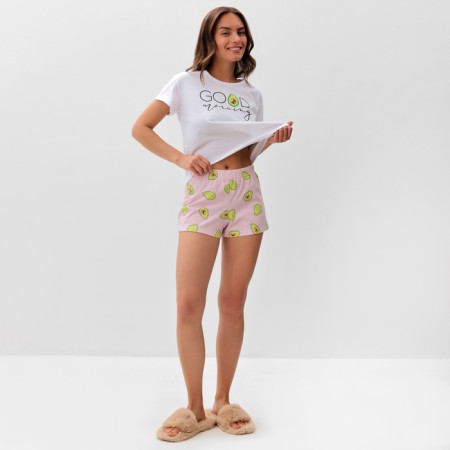 Female pajamas (T -shirt and shorts) KAFTAN AVOCADO p. 44-46, white-4