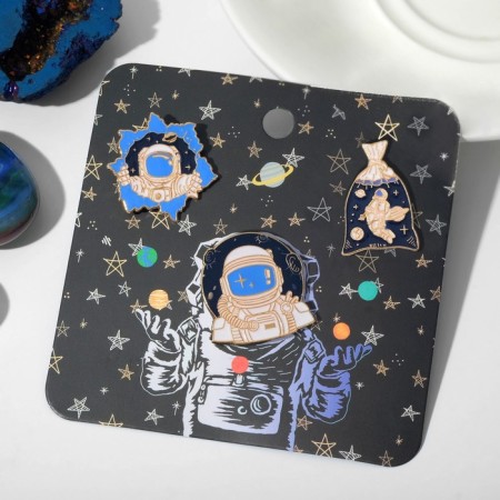 Set of icons (3 pcs.) "Cosmos", colored in gold-1