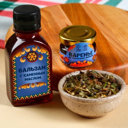 The set “Be healthy”: tonic tea 20 g, jam from pine cones 30 g, balm 100 ml.-2