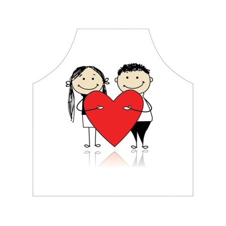 Apron of a kitchen with a photo print "Love for two", adjustable, size OS-2
