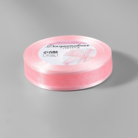 Decorative tape, nylon/satin, 18 mm, 18 ± 1 m, pink color-1