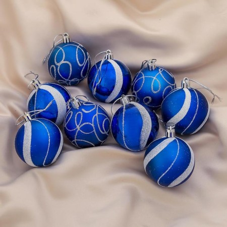 Set of balls plastic D-6 cm, 9 pcs "Paulina" blue
