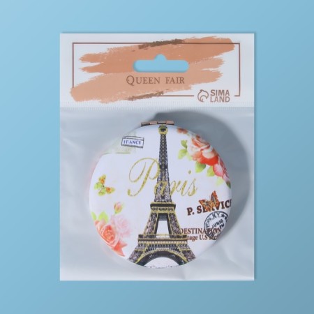 Folding mirror "Paris", D 7.5 cm, with an increase, artificial leather, Mix drawing-6