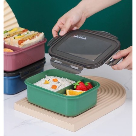 Lunch box, 1.2 l, 2 sections, 19.5 x 7.5 x 14.5 cm, green-1