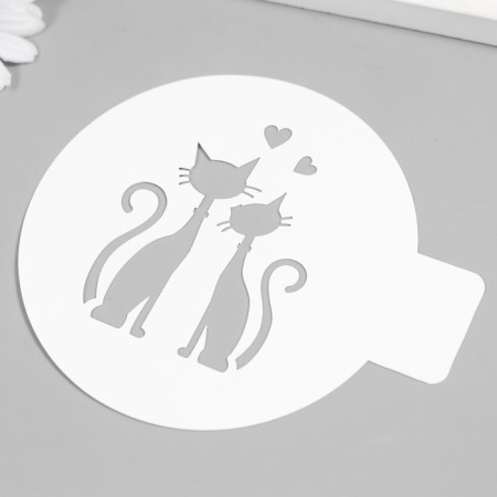 Plastic stencil "Cat and cat" 10x10 cm-1