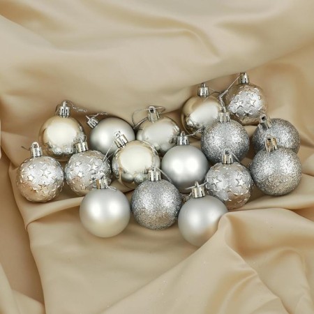 Set of balls plastic D-5 cm, 16 pcs "Star Night" silver