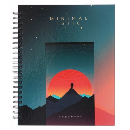 A notebook of 96 sheets in a cage on the crest of Minimalistic, a hard cover, glossy lamination, foil embossing, mix-5