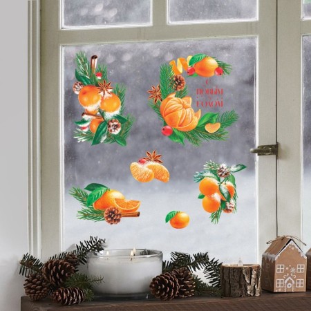 Vinyl stickers on the windows "Happy New Year", reusable, 70 x 25 cm, new year-3