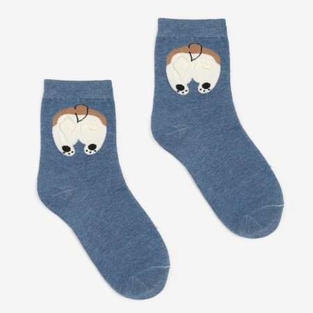 Women's socks "Corgi 3D", jeans color, size 36-40-1