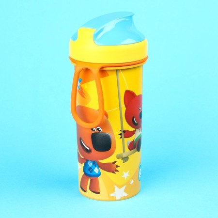 Children's bottle "Mi-Mi-Mim", 400 ml., With a loop, yellow color-1