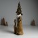 Polystone souvenir "Santa Claus in a golden outfit, a cap, with a deer" 12x9.5x36 cm