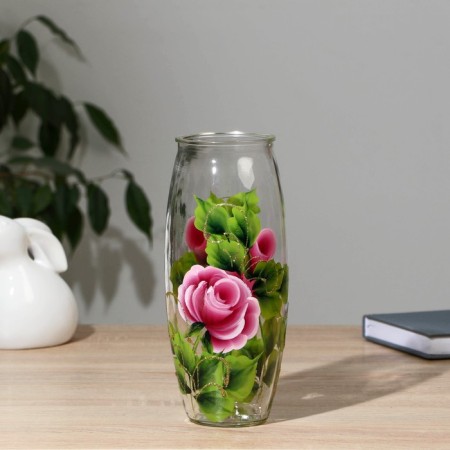 VAZ Rose with painting on the venue, d-7cm 10x23 cm