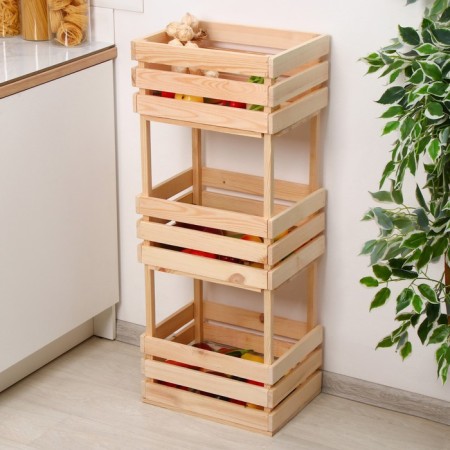 Box for vegetables, 100 × 40 × 30 cm, wooden, three -level, Greengo-4