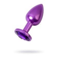 Anal plug with the Toyfa Metal rhinestone, purple, amethyst, 7.2 cm, d = 2.8 cm