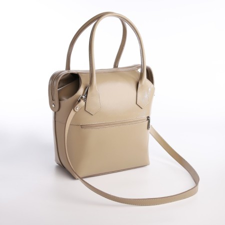 Women's bag with lightning, with a cosmetic bag, beige color-1