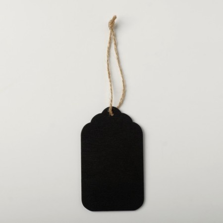 Cretaceous price tag "Birka" 10 × 6, on the rope, a rectangle of the step, (packing 10 pcs.), Black color-1
