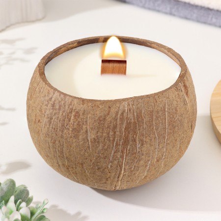 Candle in the coconut aromatic, Earl Gray, soy wax, 8x10 cm, in the box-1