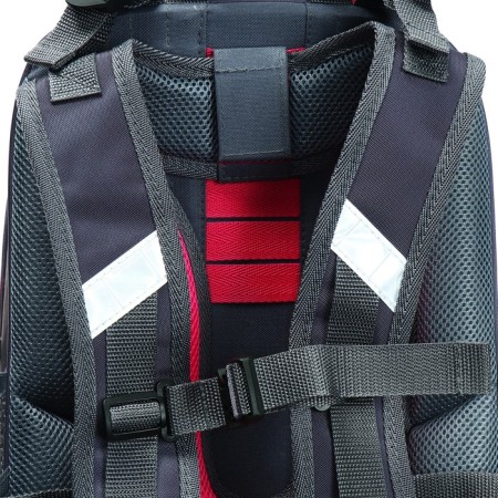 School backpack 38 x 30 x 16 cm, ergonomic back, stavia "anime with a toy, gray-11