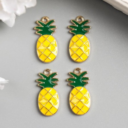 Decor for creativity metal, enamel "pineapp" gold 1.4x1.2 cm-1