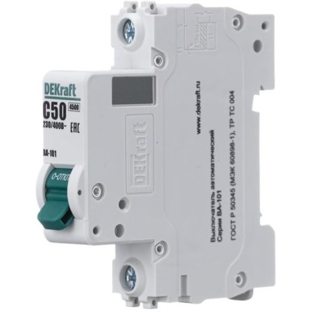 Circuit breaker automatic DEKRAFT VA-101, 1P, 50 A, x-ka C, 4.5 ka-1