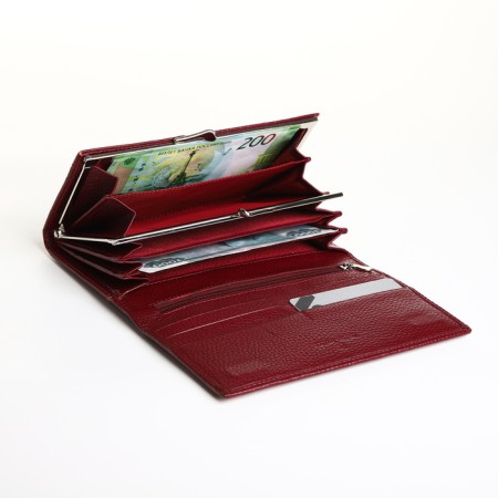 Women's wallet on a magnet, burgundy color-3