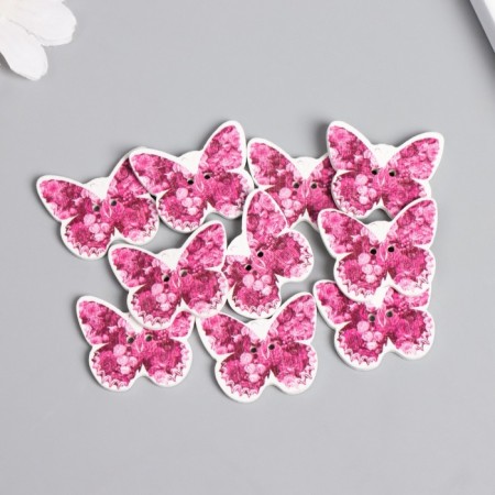Button decorative tree "Butterfly in roses" 2.5x3 cm-4