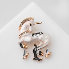 Брошь "Единорог" волшебный, цветная в золоте