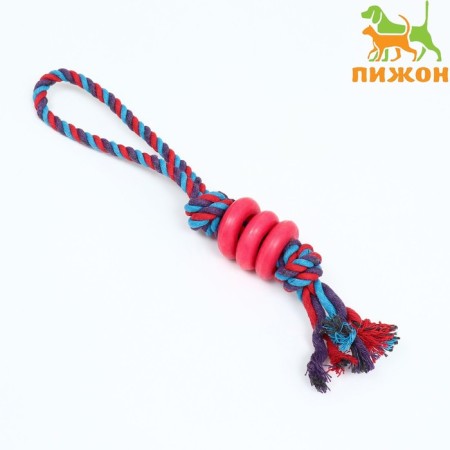 Cable toy "Knot with rings", up to 90 g, mix of flowers