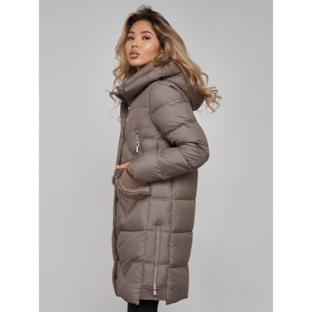 Coat insulated winter female, size 52, brown color-10