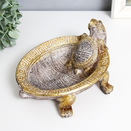 Souvenir Polystone stand "Turtle Ground" patterns on color carapace 22x25x9 cm-4