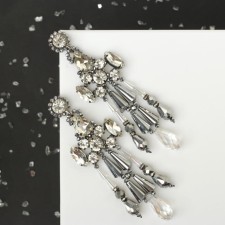 Hanging earrings with rhinestones 