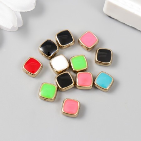 Beads for creativity plastic "Squares, bright gloss" mix set 12 pcs 0.7x0.7 cm