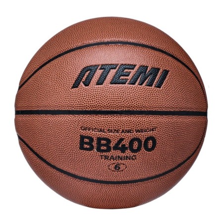Basketball ball atemi, size 6, synt. PU leather, 8 panels, BB400N, district 72-74, glued